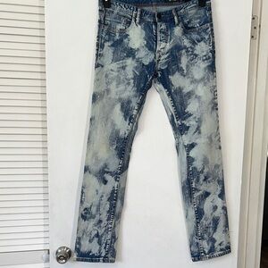 Just Cavalli Men's‎ Distressed Blue and White Slim Jeans 46 Button fly N30127